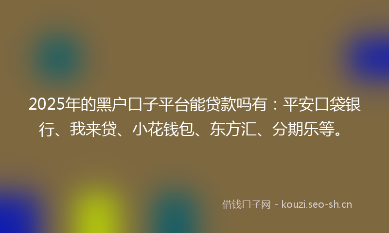 2025年的黑户口子平台能贷款吗有：平安口袋银行、我来贷、小花钱包、东方汇、分期乐等。