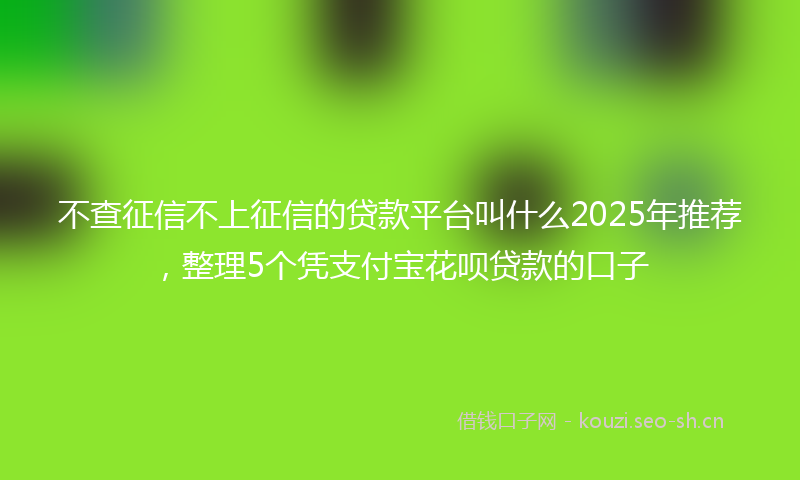 不查征信不上征信的贷款平台叫什么2025年推荐，整理5个凭支付宝花呗贷款的口子