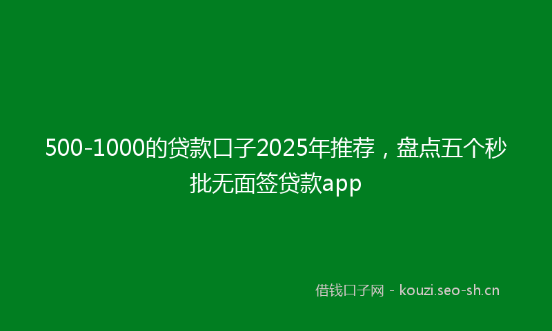 500-1000的贷款口子2025年推荐，盘点五个秒批无面签贷款app