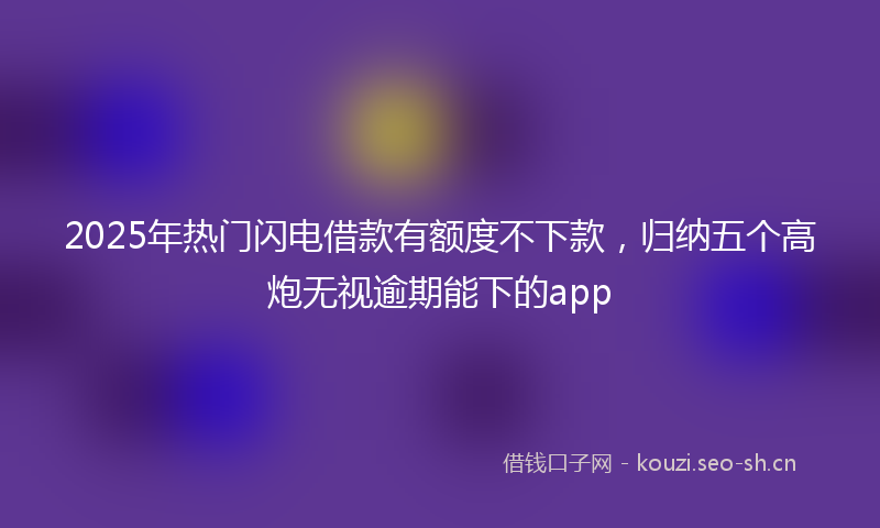 2025年热门闪电借款有额度不下款,归纳五个高炮无视逾期能下的app