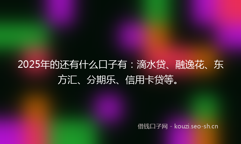 2025年的还有什么口子有:滴水贷、融逸花、东方汇、分期乐、信用卡贷等。