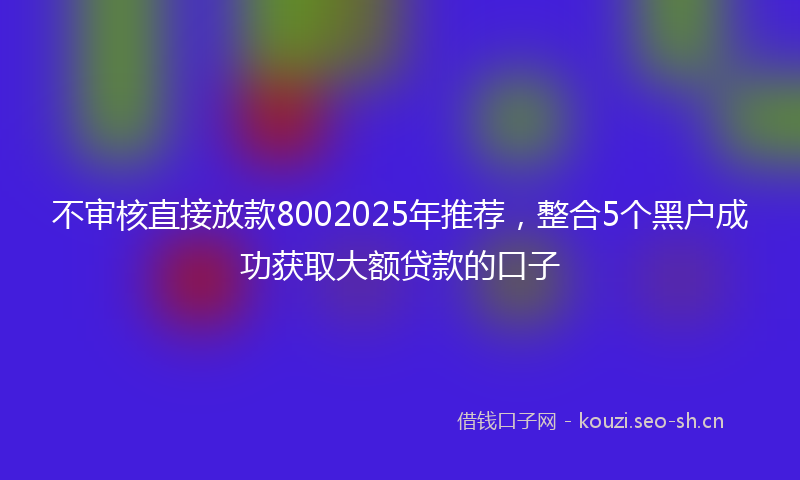 不审核直接放款8002025年推荐,整合5个黑户成功获取大额贷款的口子