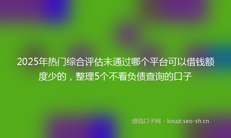 2025年热门综合评估未通过哪个平台可以借钱额度少的，整理5个不看负债查询的口子