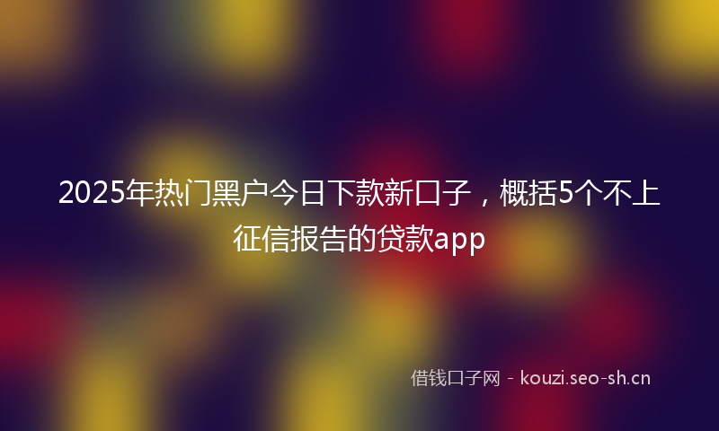 2025年热门黑户今日下款新口子，概括5个不上征信报告的贷款app