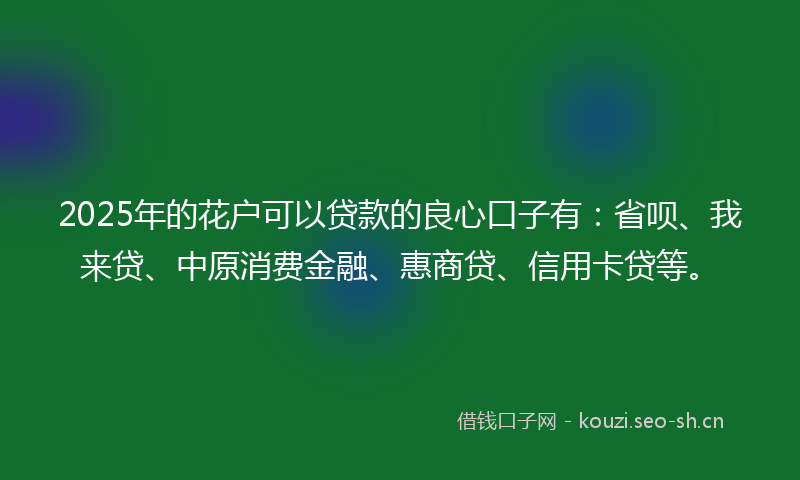 2025年的花户可以贷款的良心口子有：省呗、我来贷、中原消费金融、惠商贷、信用卡贷等。