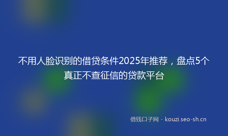 不用人脸识别的借贷条件2025年推荐,盘点5个真正不查征信的贷款平台