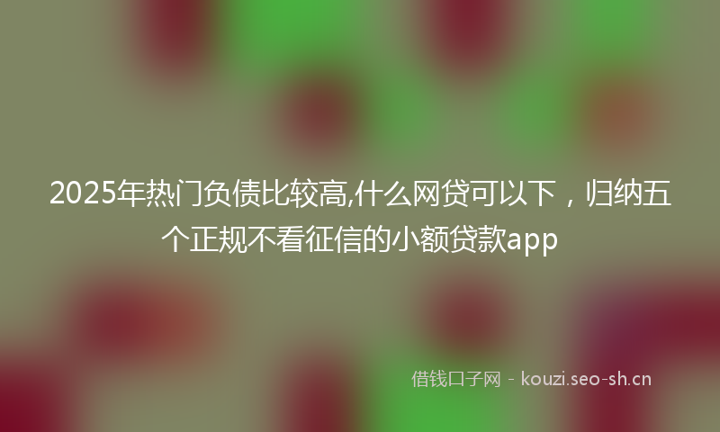 2025年热门负债比较高,什么网贷可以下，归纳五个正规不看征信的小额贷款app