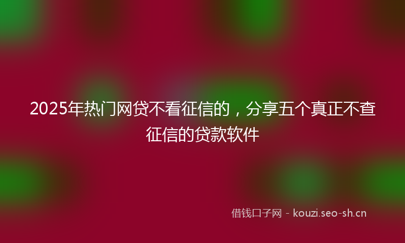 2025年热门网贷不看征信的，分享五个真正不查征信的贷款软件