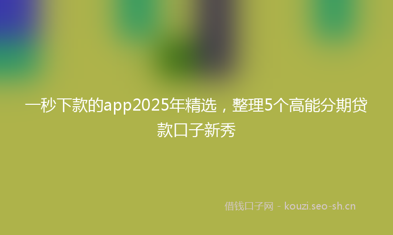 一秒下款的app2025年精选,整理5个高能分期贷款口子新秀