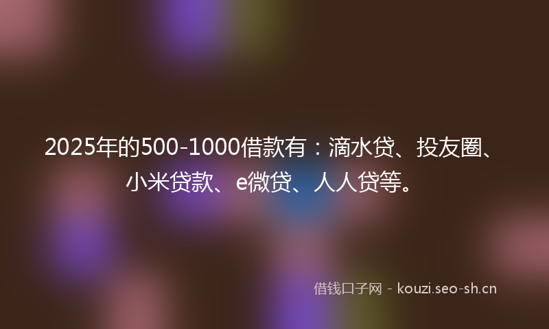 2025年的500-1000借款有：滴水贷、投友圈、小米贷款、e微贷、人人贷等。