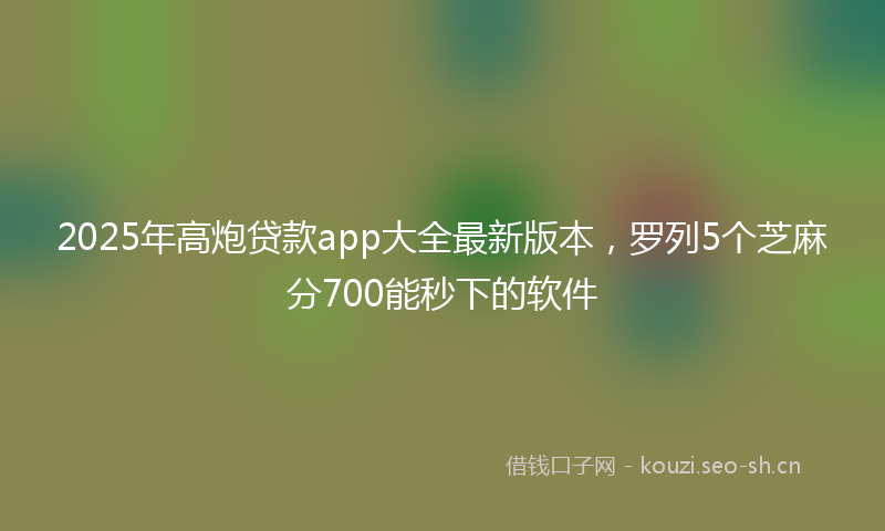 2025年高炮贷款app大全最新版本，罗列5个芝麻分700能秒下的软件