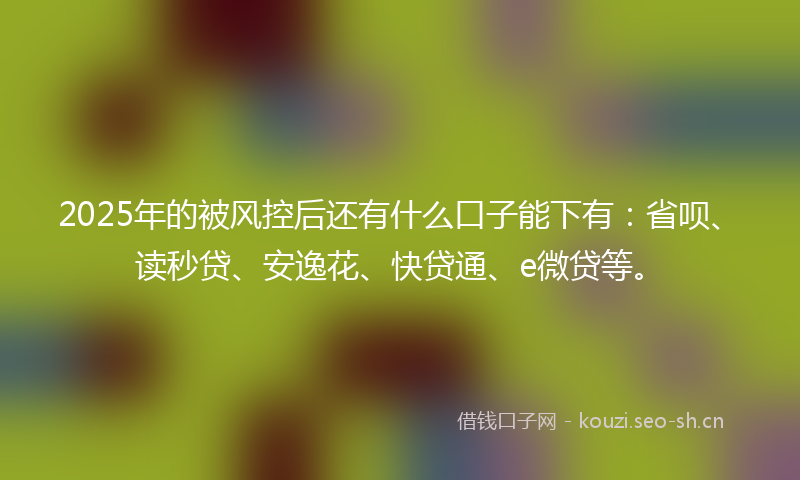 2025年的被风控后还有什么口子能下有：省呗、读秒贷、安逸花、快贷通、e微贷等。