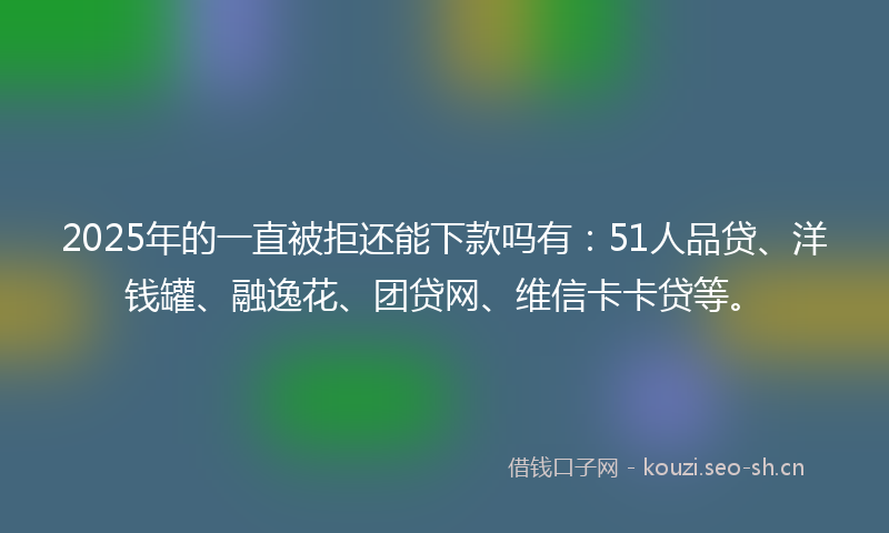 2025年的一直被拒还能下款吗有：51人品贷、洋钱罐、融逸花、团贷网、维信卡卡贷等。