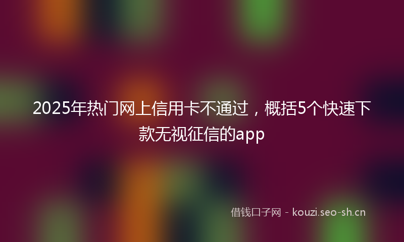 2025年热门网上信用卡不通过，概括5个快速下款无视征信的app