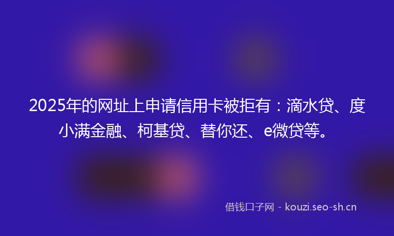2025年的网址上申请信用卡被拒有：滴水贷、度小满金融、柯基贷、替你还、e微贷等。