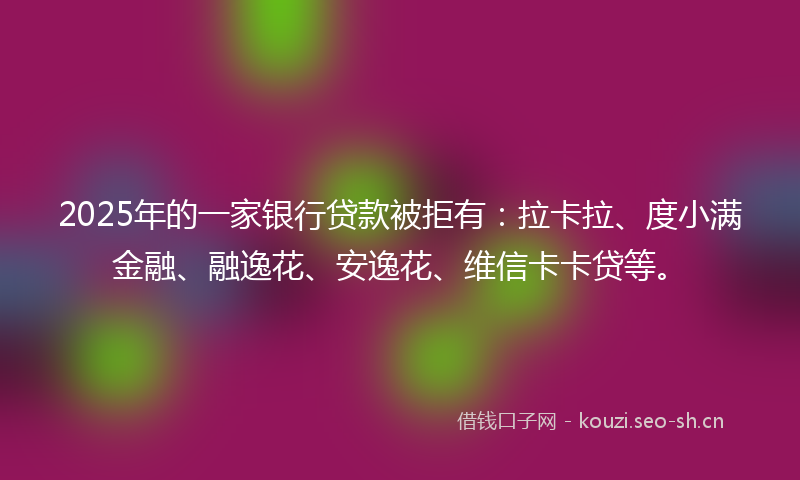 2025年的一家银行贷款被拒有：拉卡拉、度小满金融、融逸花、安逸花、维信卡卡贷等。