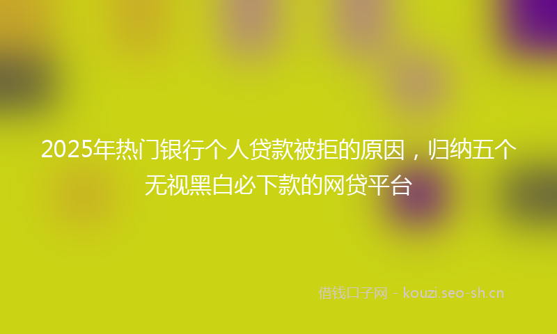2025年热门银行个人贷款被拒的原因，归纳五个无视黑白必下款的网贷平台