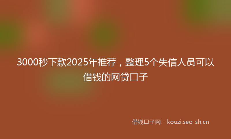 3000秒下款2025年推荐,整理5个失信人员可以借钱的网贷口子