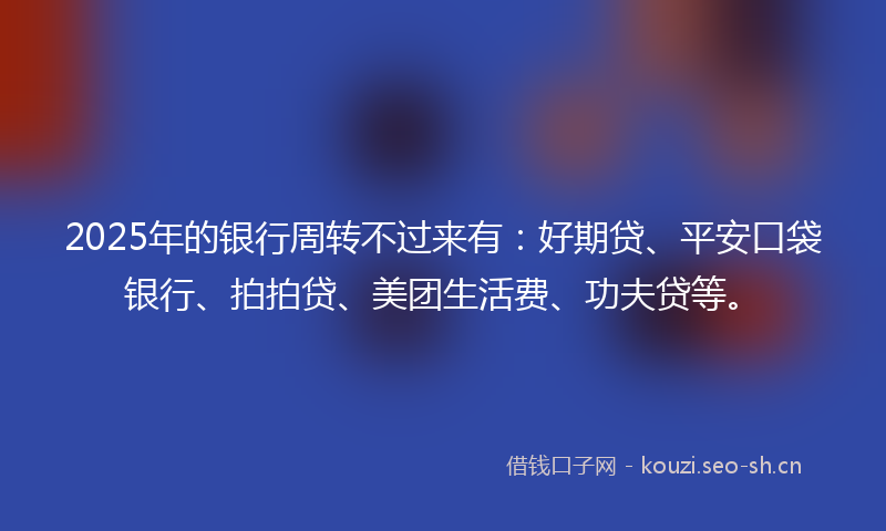 2025年的银行周转不过来有：好期贷、平安口袋银行、拍拍贷、美团生活费、功夫贷等。