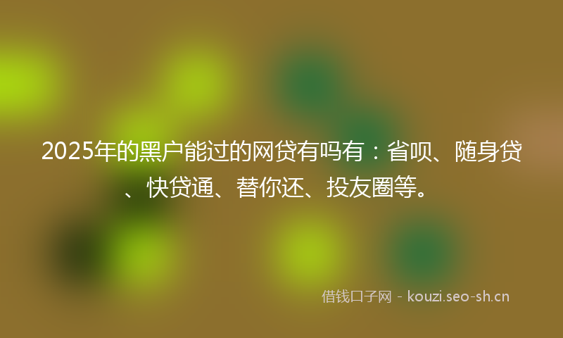 2025年的黑户能过的网贷有吗有：省呗、随身贷、快贷通、替你还、投友圈等。