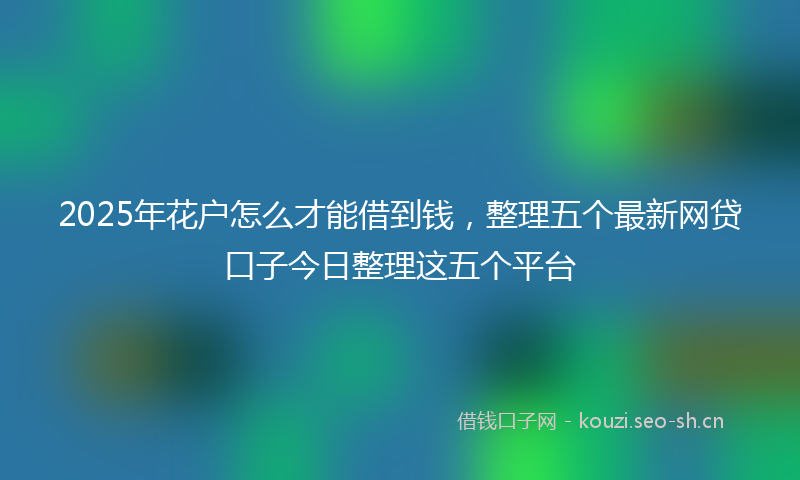 2025年花户怎么才能借到钱，整理五个最新网贷口子今日整理这五个平台