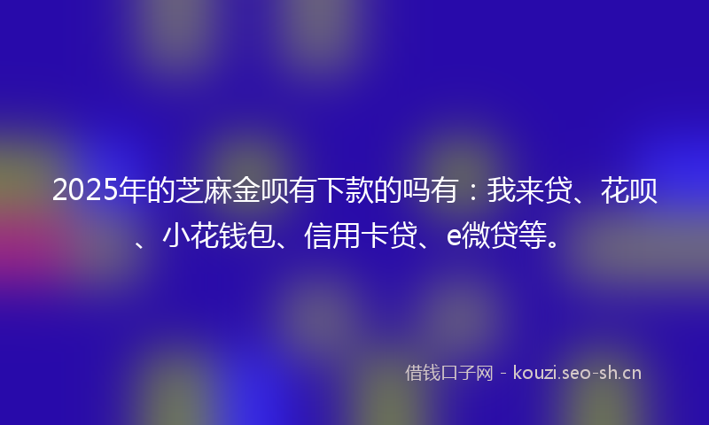 2025年的芝麻金呗有下款的吗有：我来贷、花呗、小花钱包、信用卡贷、e微贷等。