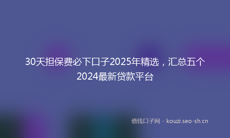 30天担保费必下口子2025年精选，汇总五个2024最新贷款平台