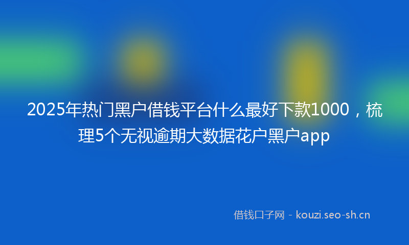 2025年热门黑户借钱平台什么最好下款1000，梳理5个无视逾期大数据花户黑户app