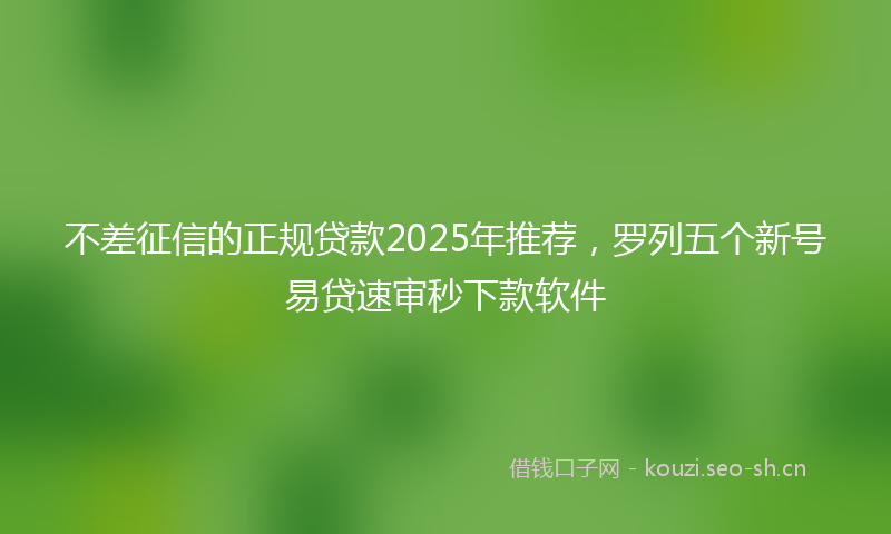 不差征信的正规贷款2025年推荐，罗列五个新号易贷速审秒下款软件