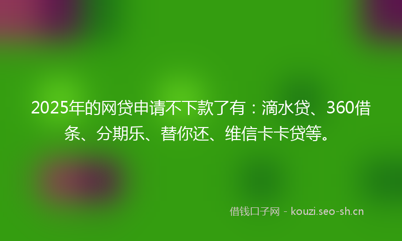 2025年的网贷申请不下款了有:滴水贷、360借条、分期乐、替你还、维信卡卡贷等。