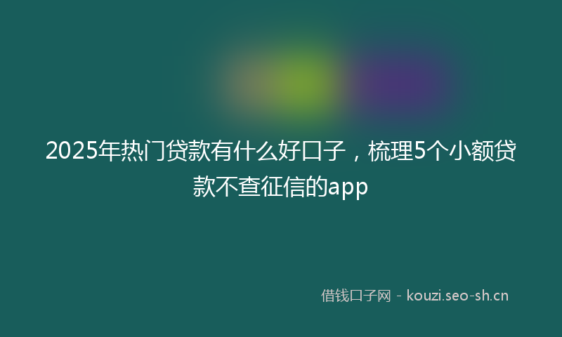 2025年热门贷款有什么好口子，梳理5个小额贷款不查征信的app