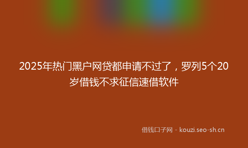 2025年热门黑户网贷都申请不过了,罗列5个20岁借钱不求征信速借软件