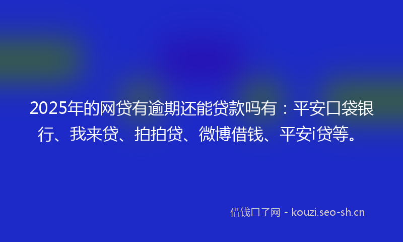 2025年的网贷有逾期还能贷款吗有：平安口袋银行、我来贷、拍拍贷、微博借钱、平安i贷等。