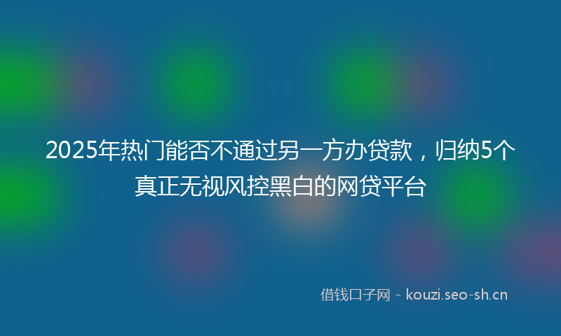 2025年热门能否不通过另一方办贷款,归纳5个真正无视风控黑白的网贷平台