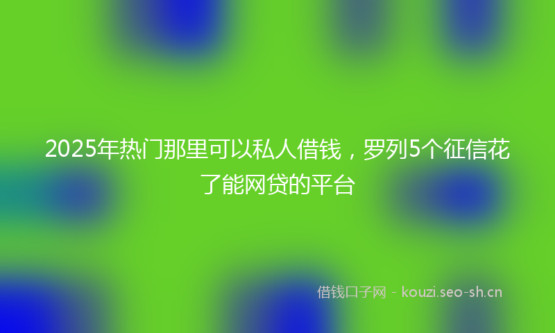 2025年热门那里可以私人借钱，罗列5个征信花了能网贷的平台