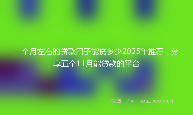 一个月左右的贷款口子能贷多少2025年推荐,分享五个11月能贷款的平台