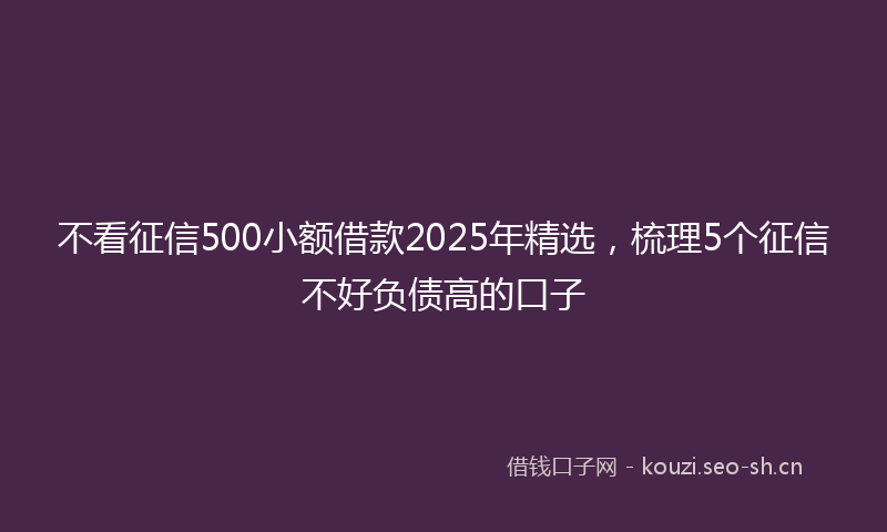 不看征信500小额借款2025年精选，梳理5个征信不好负债高的口子