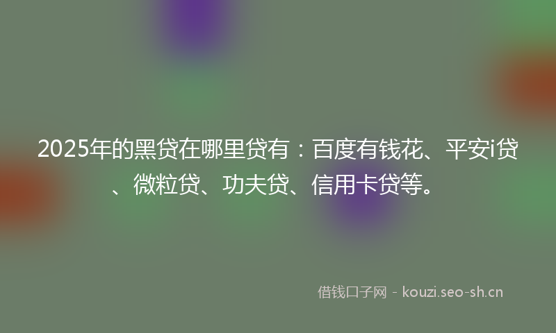 2025年的黑贷在哪里贷有:百度有钱花、平安i贷、微粒贷、功夫贷、信用卡贷等。