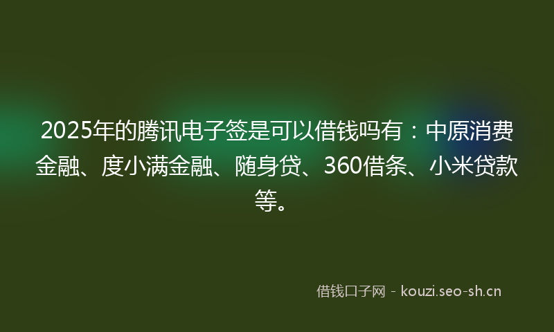 2025年的腾讯电子签是可以借钱吗有：中原消费金融、度小满金融、随身贷、360借条、小米贷款等。