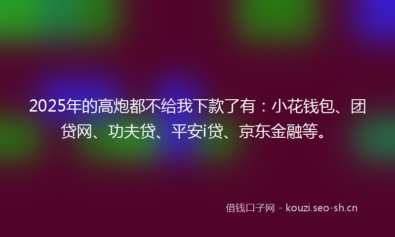 2025年的高炮都不给我下款了有：小花钱包、团贷网、功夫贷、平安i贷、京东金融等。