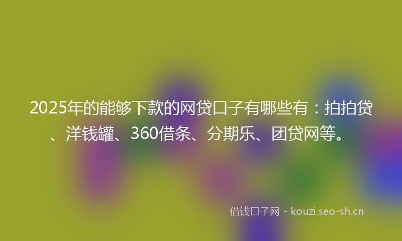 2025年的能够下款的网贷口子有哪些有：拍拍贷、洋钱罐、360借条、分期乐、团贷网等。