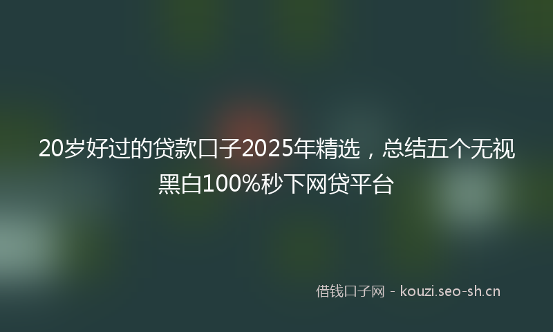 20岁好过的贷款口子2025年精选,总结五个无视黑白100%秒下网贷平台