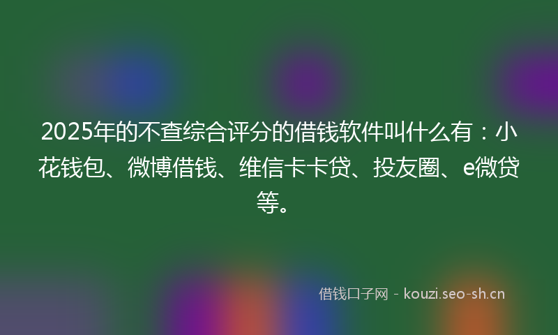 2025年的不查综合评分的借钱软件叫什么有：小花钱包、微博借钱、维信卡卡贷、投友圈、e微贷等。