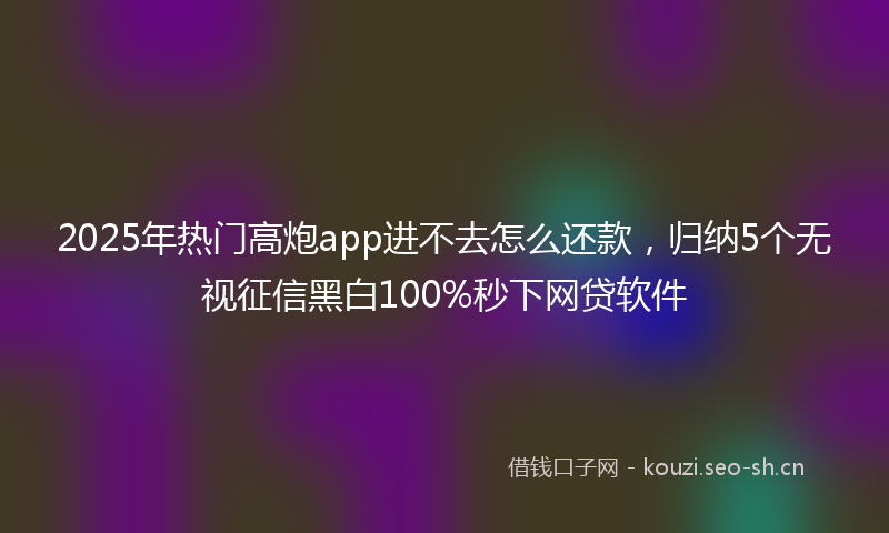 2025年热门高炮app进不去怎么还款，归纳5个无视征信黑白100%秒下网贷软件
