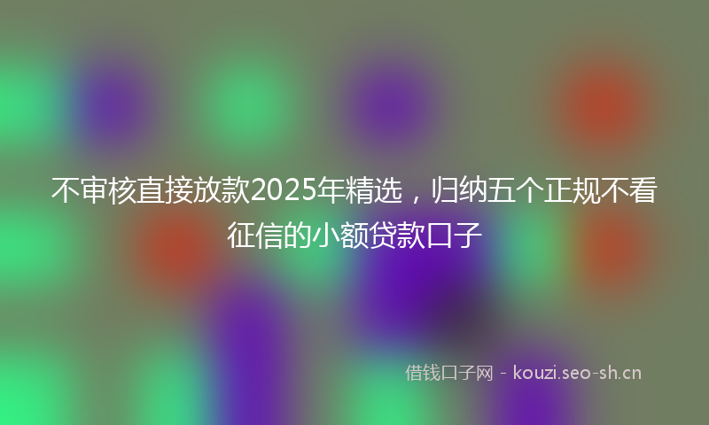 不审核直接放款2025年精选，归纳五个正规不看征信的小额贷款口子
