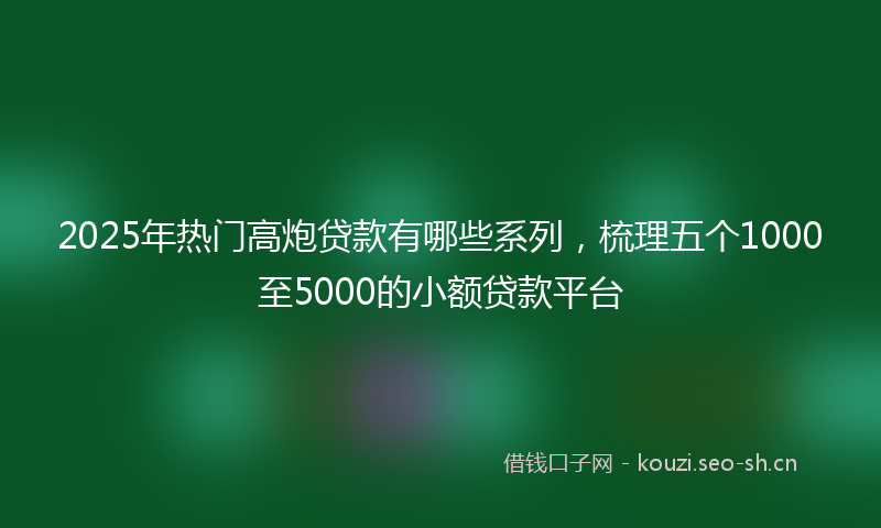 2025年热门高炮贷款有哪些系列，梳理五个1000至5000的小额贷款平台