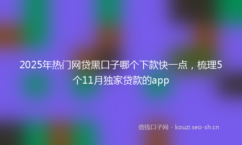 2025年热门网贷黑口子哪个下款快一点，梳理5个11月独家贷款的app