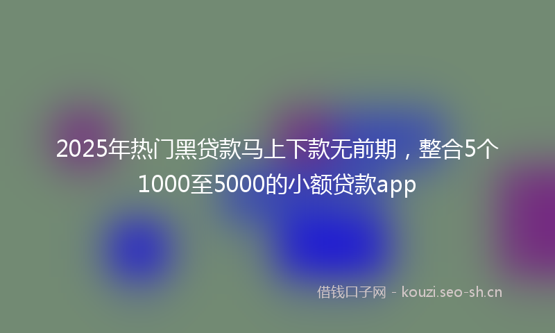 2025年热门黑贷款马上下款无前期，整合5个1000至5000的小额贷款app