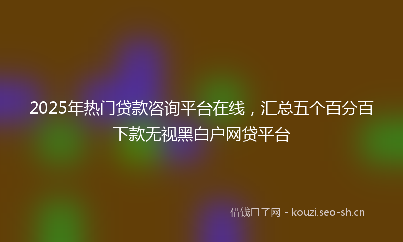 2025年热门贷款咨询平台在线，汇总五个百分百下款无视黑白户网贷平台