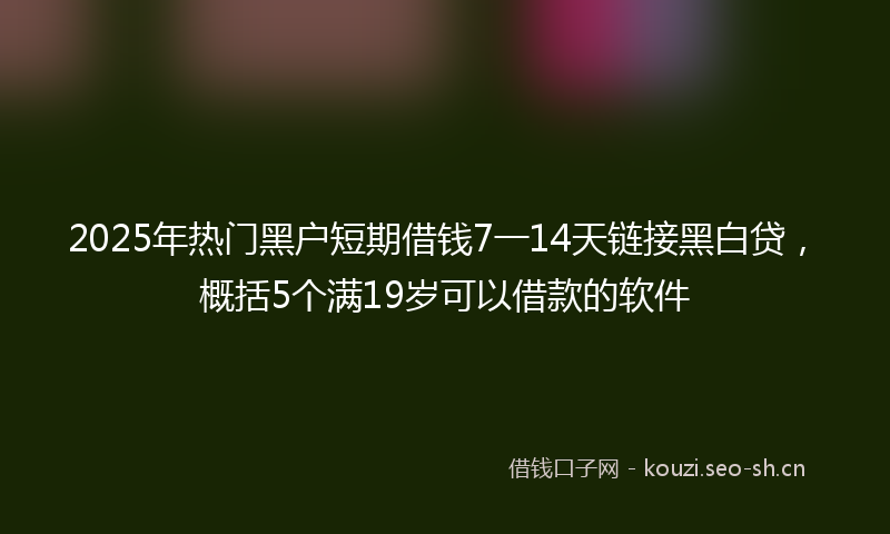 2025年热门黑户短期借钱7一14天链接黑白贷，概括5个满19岁可以借款的软件
